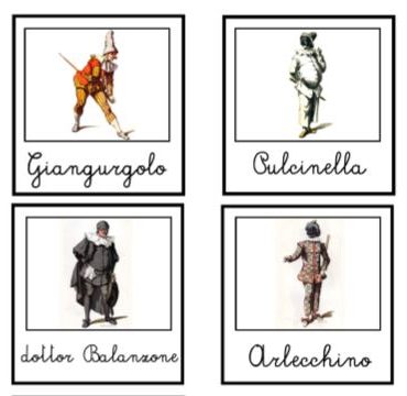 Carte delle nomenclature delle MASCHERE ITALIANE di CARNEVALE - Montessori  4 You - Store Online